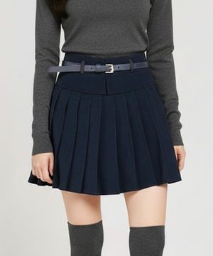 플리츠 스커트 벨트세트_네이비