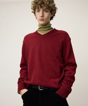 램스울 코지 브이넥 니트 버건디 IESW5F001D2