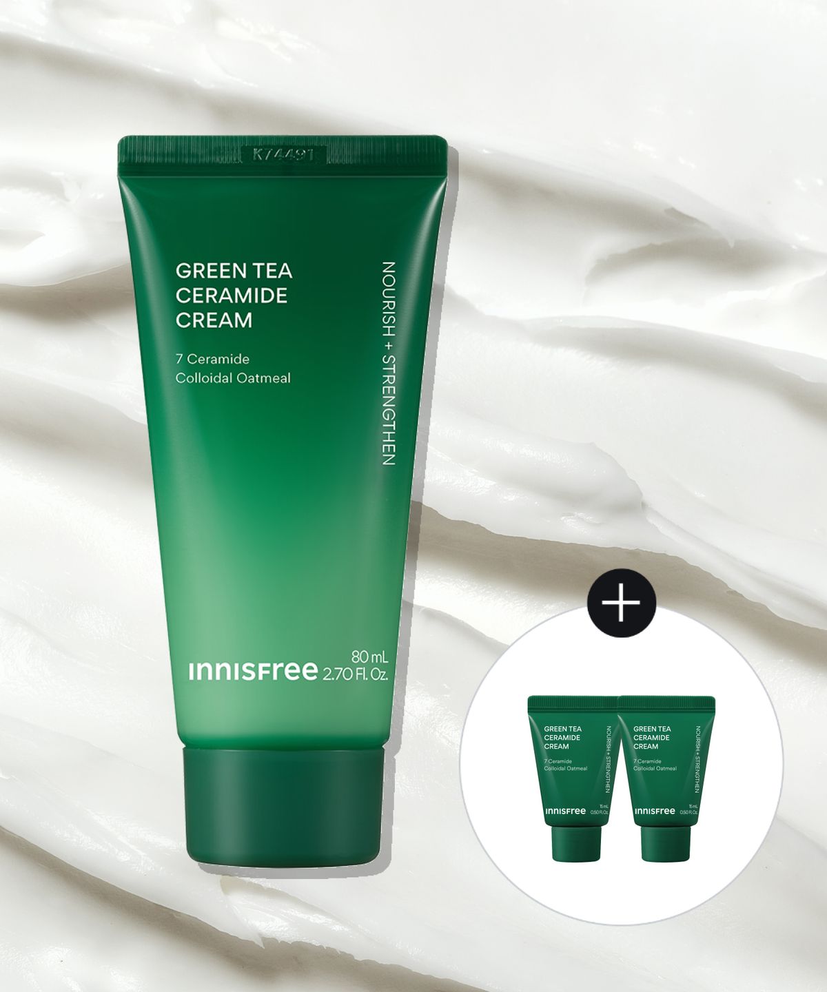 이니스프리(INNISFREE) [사은품 증정] 그린티 세라마이드 크림 (튜브) 80mL + 15mL 2개