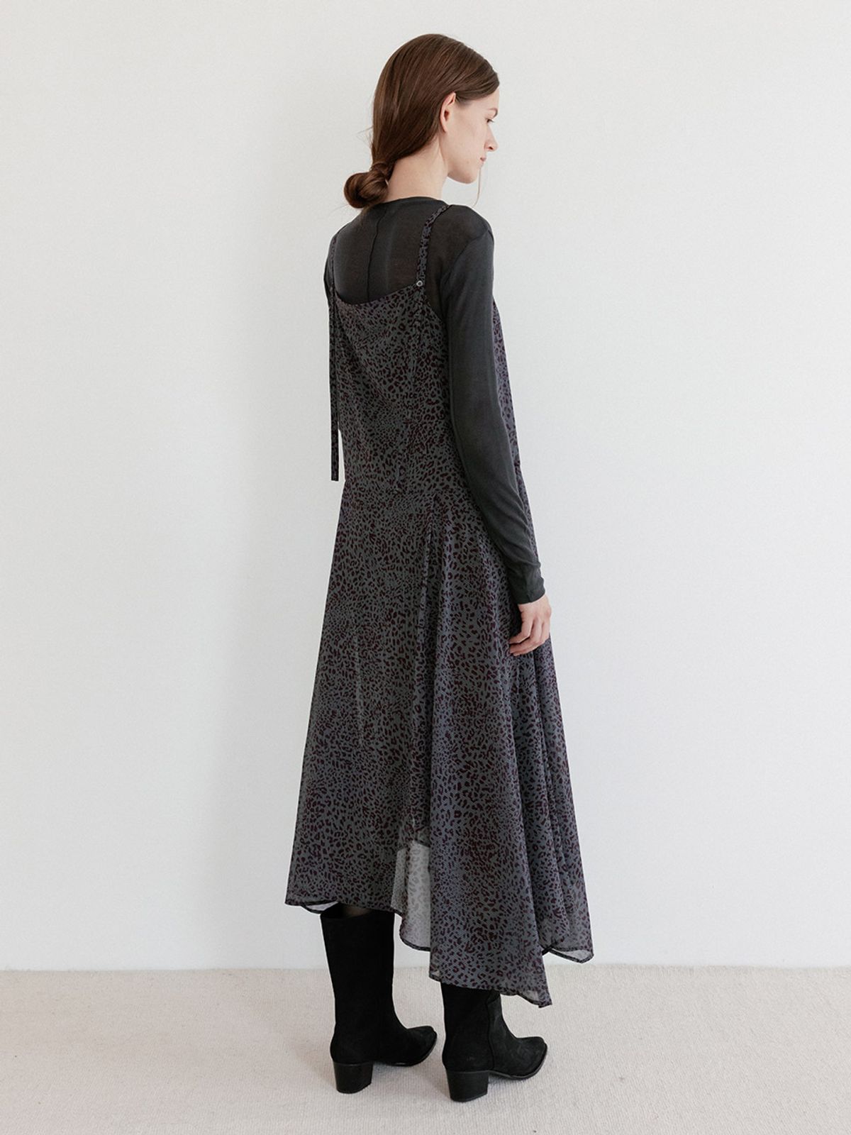 루에브르(LOEUVRE) Stripe Leopard Mix Slip Dress SW5AO310-13