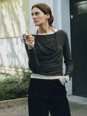 Cowl Halter Layered Jersey Top SW6XE343_3color