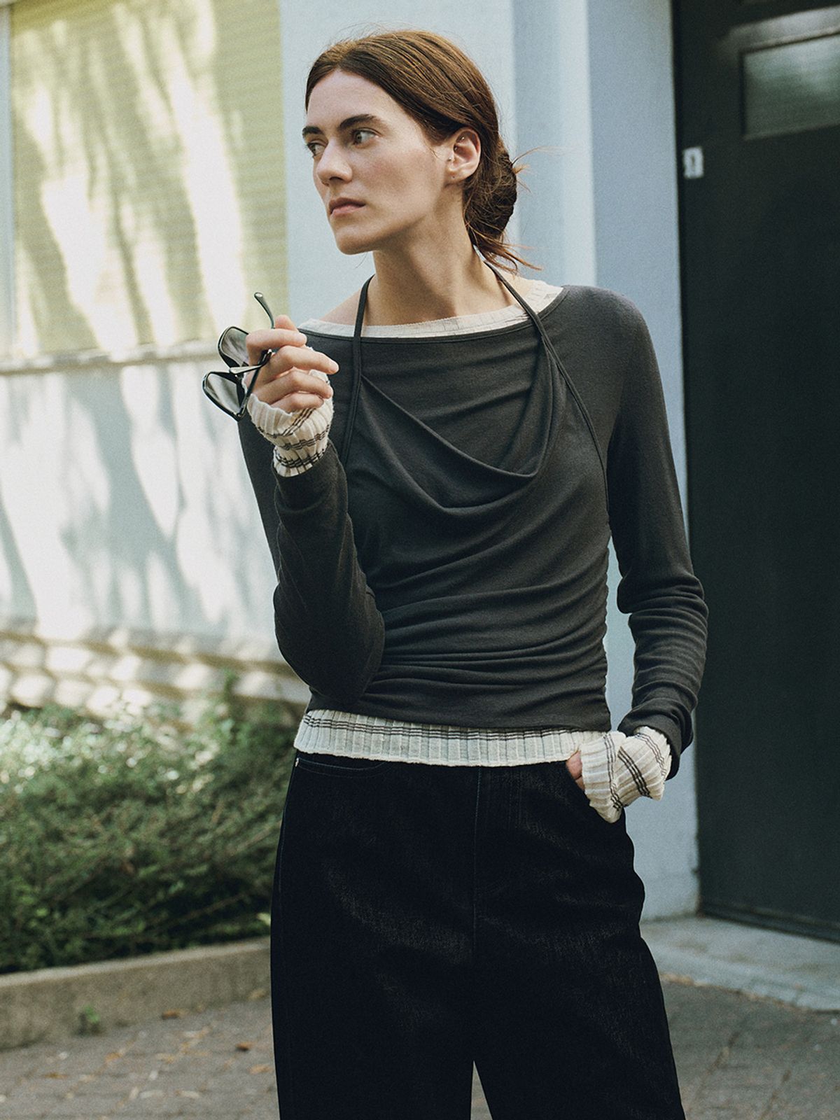 루에브르(LOEUVRE) Cowl Halter Layered Jersey Top SW6XE343_3color