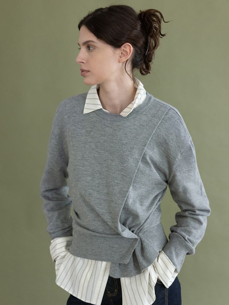 Side Slit Wrap Knit Pullover SK5AP302_2color