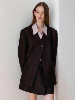 Wool Silk V-neck Slim Jacket SW5AJ318-94