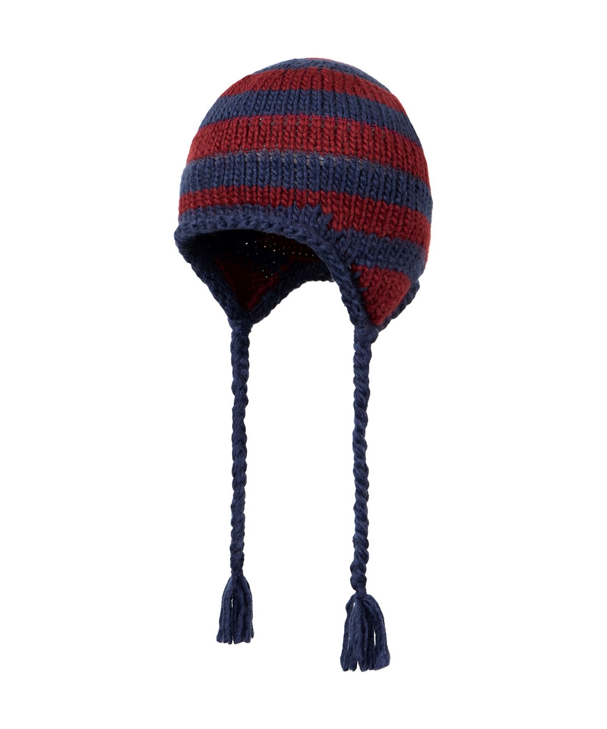 디미토(DIMITO) CROCHET STRIPE EAR FLAP BEANIE NAVY