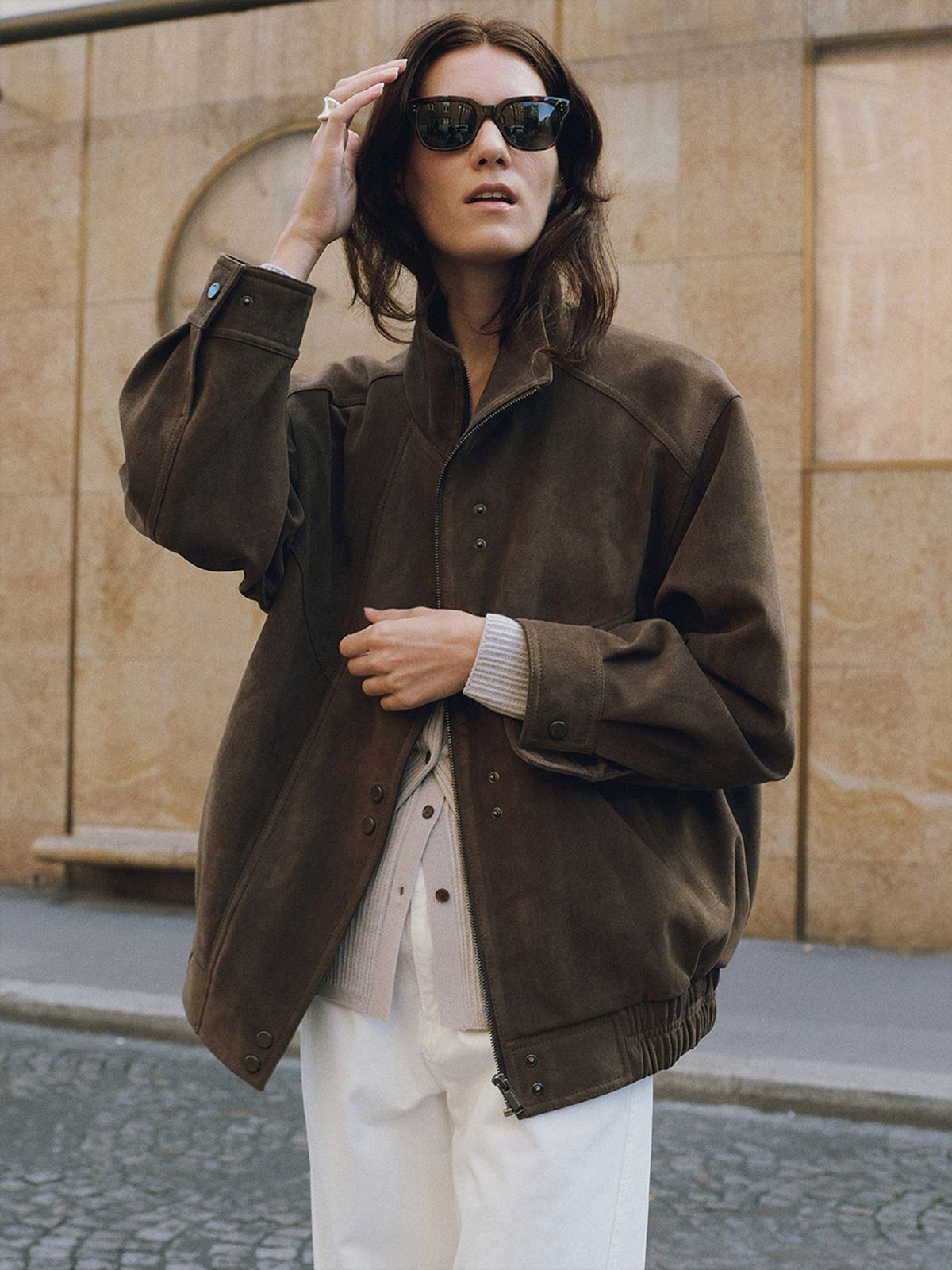 루에브르(LOEUVRE) Asymmetric Placket Faux Suede Jacket SL5XJ830-B8