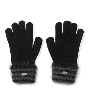 헤어리 스트라이프 글러브_블랙