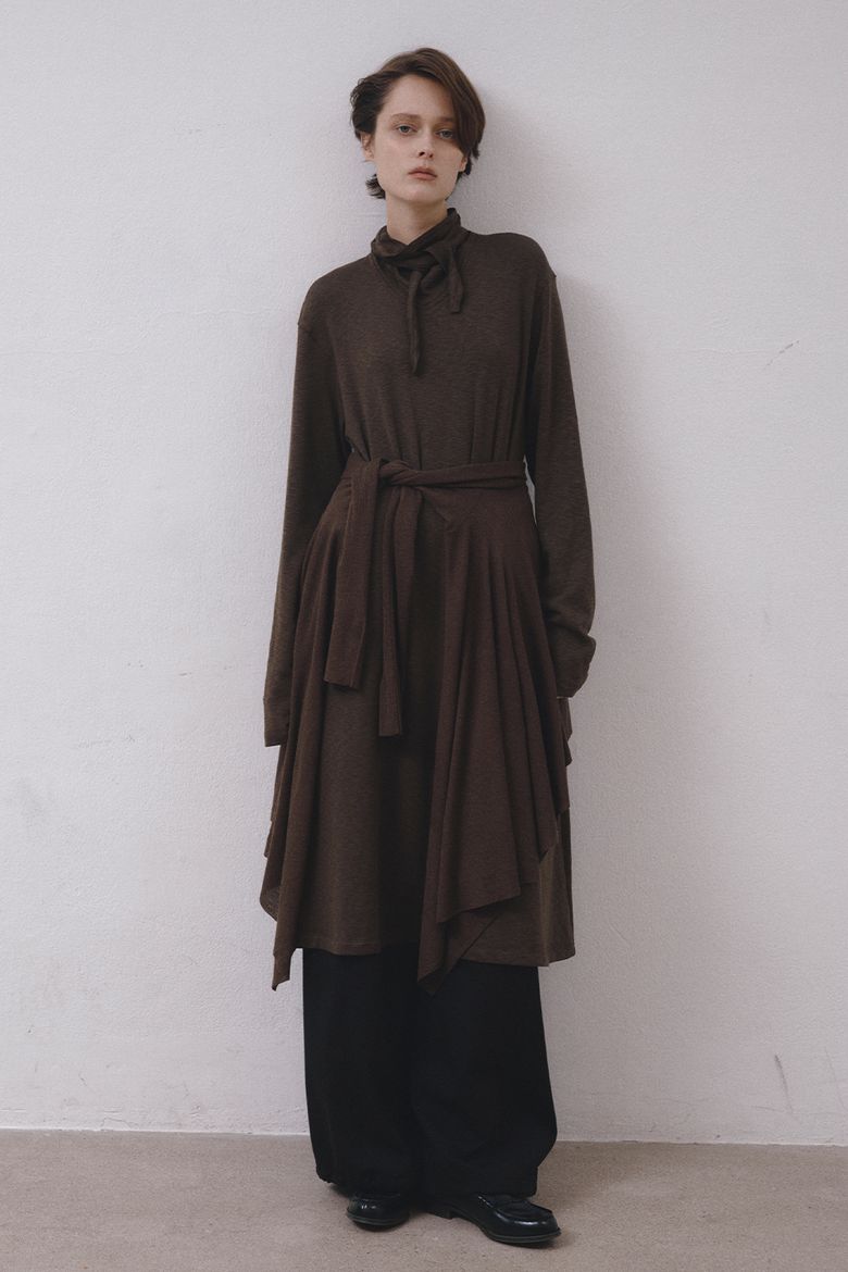 Scarf Long Dress (Brown)