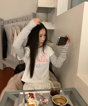 SANRIO CHARACTERS TAGGING LS TEE IVORY