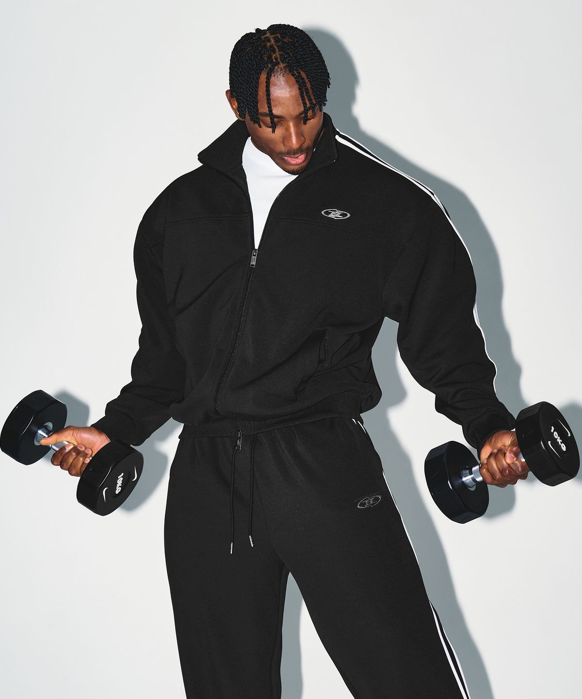 본투윈(BORN TO WIN) CHROME B JERSEY TRACK JACKET [BLACK]