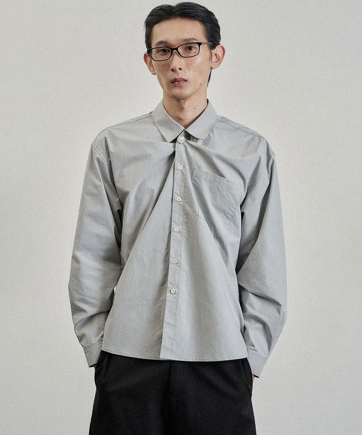 편마(PYEON MA) Typewriter Tab Shirt - Gray