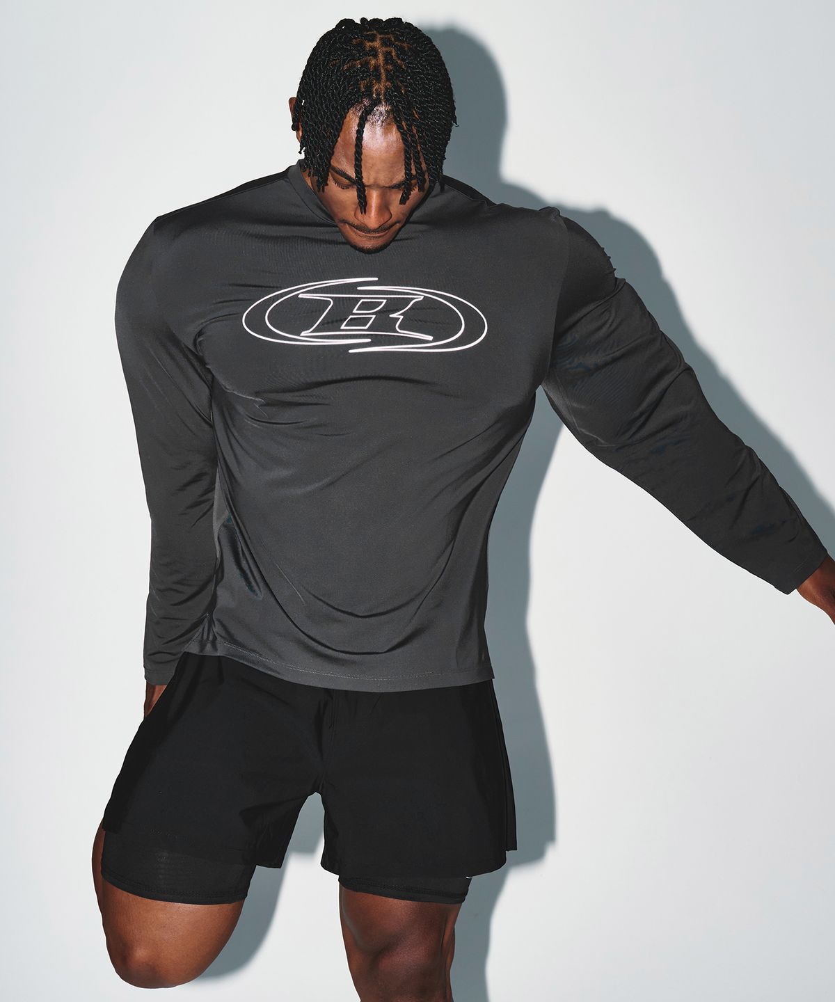 본투윈(BORN TO WIN) STROKE B QUICK DRY LONG SLEEVE [CHARCOAL]