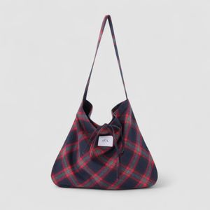 코지 체크 숄더백 _레드