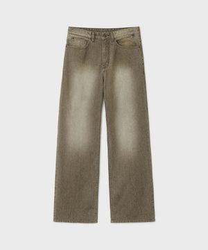 미드 와이드 데님 팬츠 - 빈티지 웨일 베이지