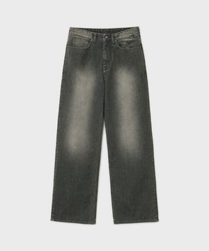 미드 와이드 데님 팬츠 - 빈티지 웨일 카키