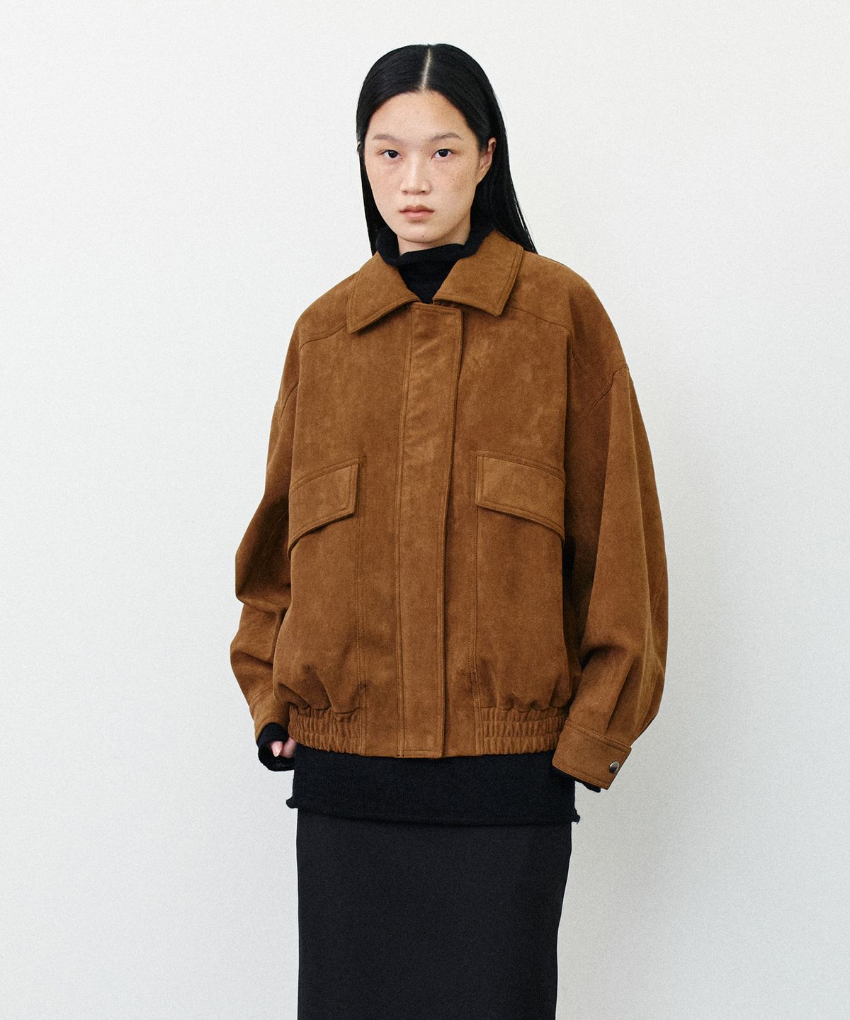노티아(NOTIA) SUEDE BLOUSON JUMPER - BROWN