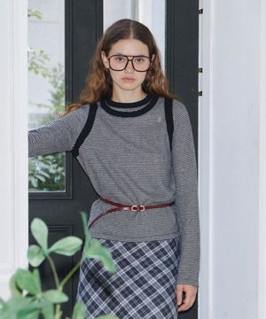 투에리 레이어드 스트라이프 긴팔 티셔츠 2 (Black)