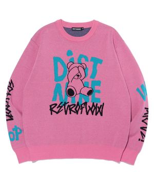 레트로 테디베어 자카드 니트 LP4SU850_PINK