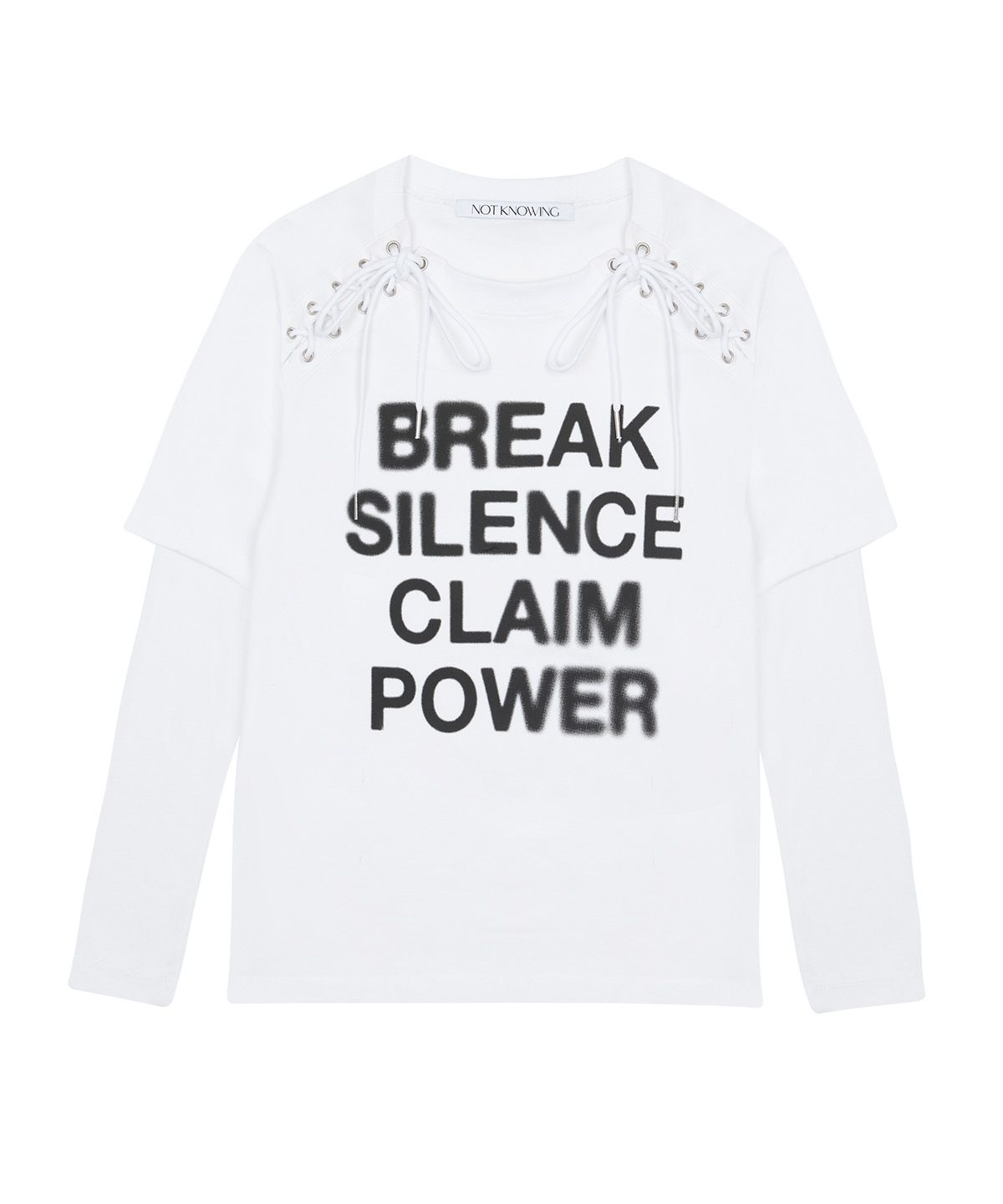 낫노잉(NOTKNOWING) Layered Slogan Top (WHITE)