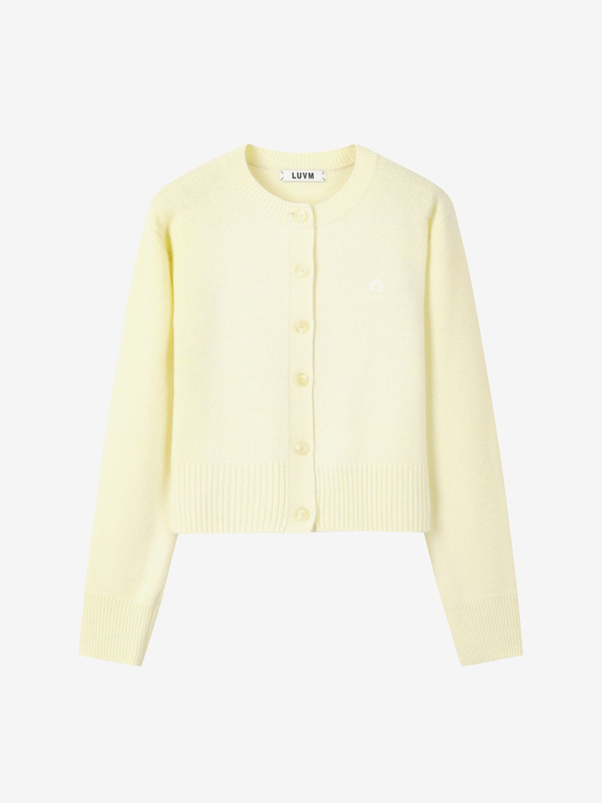 엘유브이엠(LUVM) CROPPED CLASSIC CARDIGAN_LIGHT YELLOW
