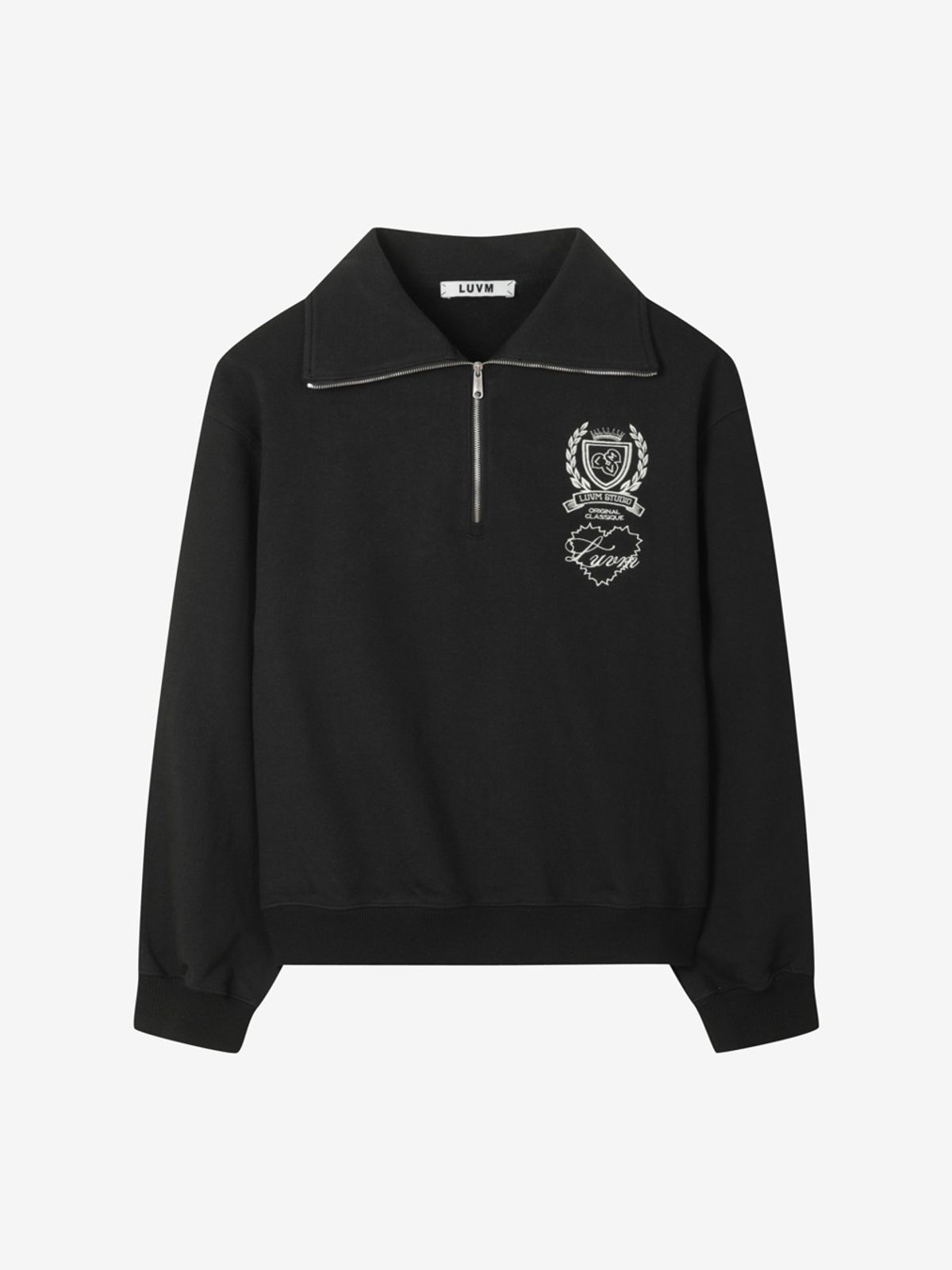 엘유브이엠(LUVM) WIDE CALLOR SWEATSHIRTS_BLACK