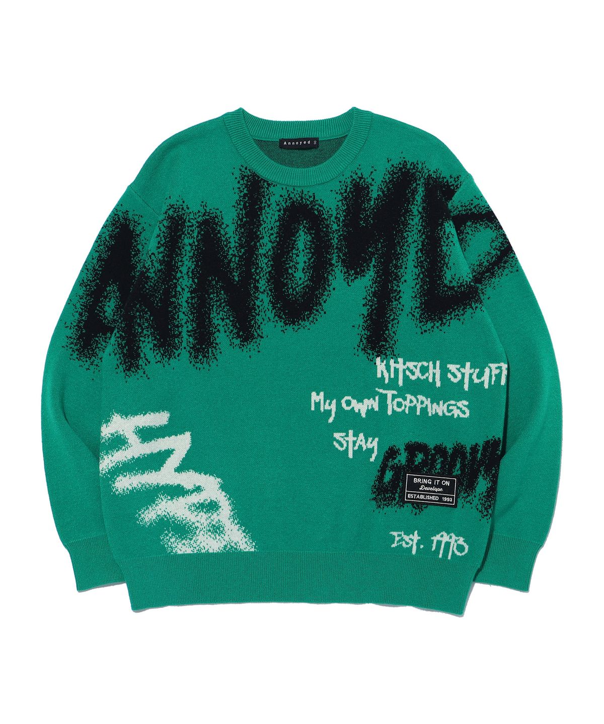 어노이드(ANNOYED) 그래피티 오버핏 니트 LP4SU845_GREEN