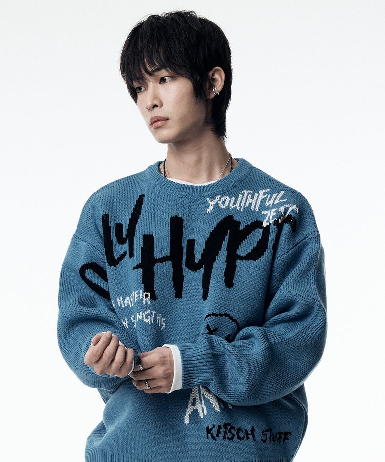 그래피티 레터링 아트웍 니트 LP9SU939_BLUE