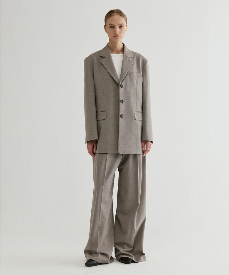 Single Breasted Three-Button Jacket Gray