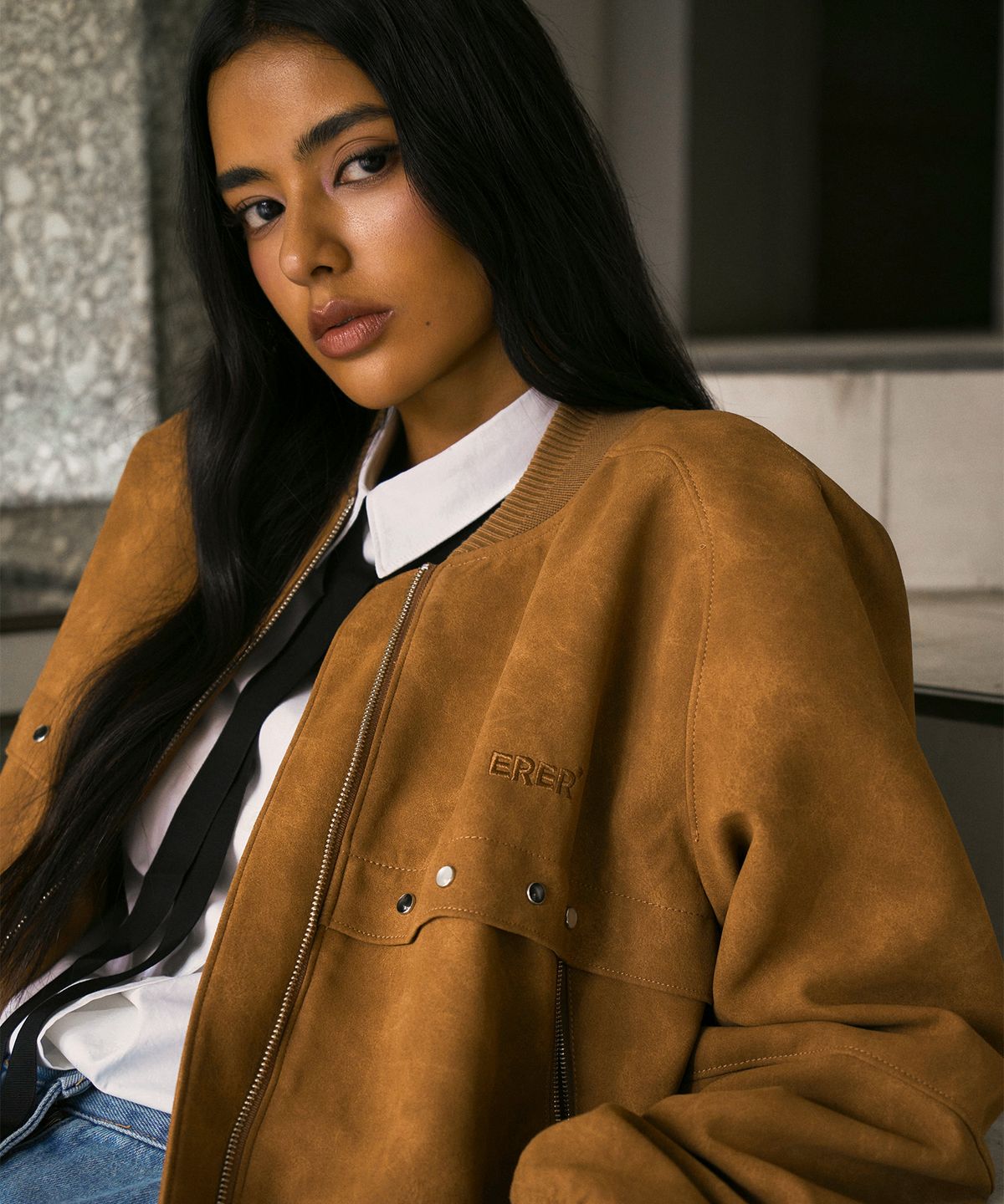 에르에르(ERER) Western Suede Blouson Camel