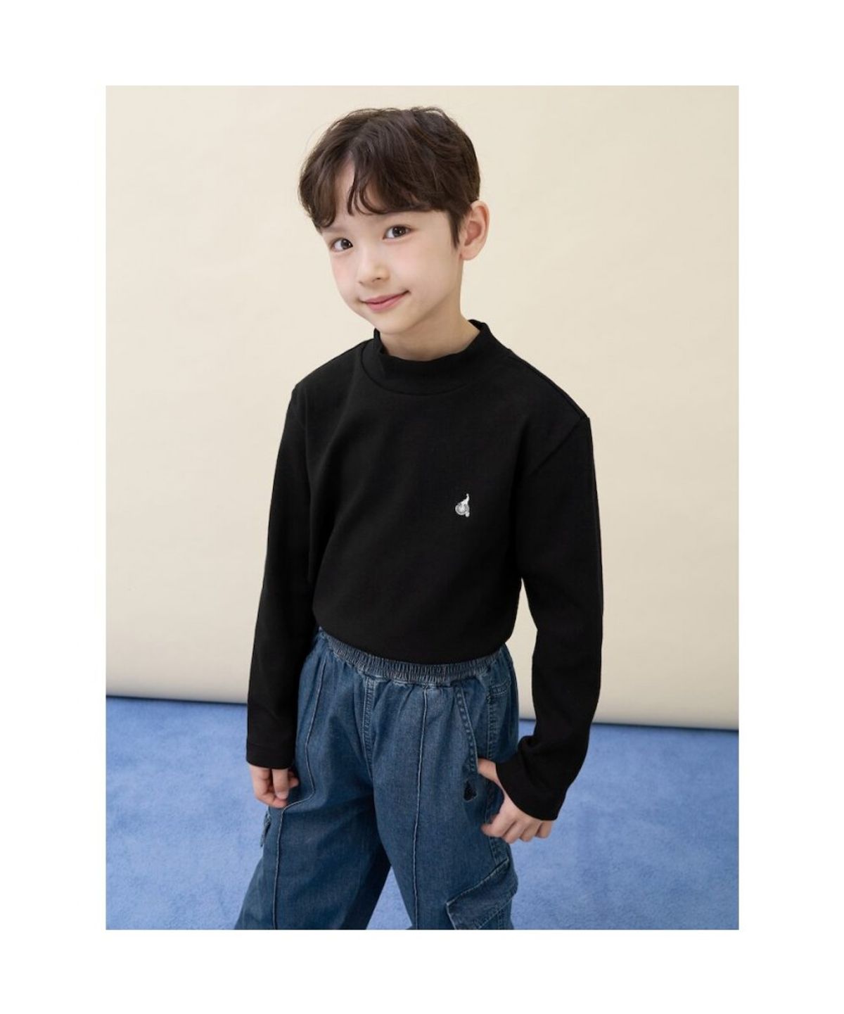 빈폴 키즈(BEANPOLE KIDS) [Essential] 반목 긴소매 티셔츠  블랙 (BI5941UE45)