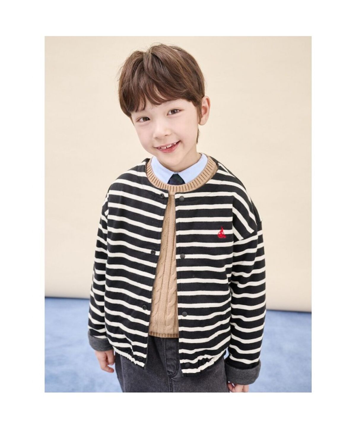 빈폴 키즈(BEANPOLE KIDS) 리버시블 스트라이프 플리스 버튼업 재킷  블랙 (BI5941U055)