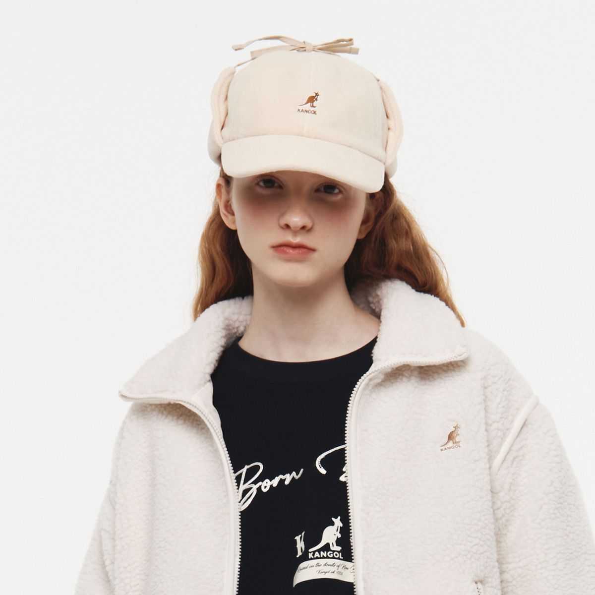 캉골(KANGOL) 플리스 이어머프 캡 4603 아이보리