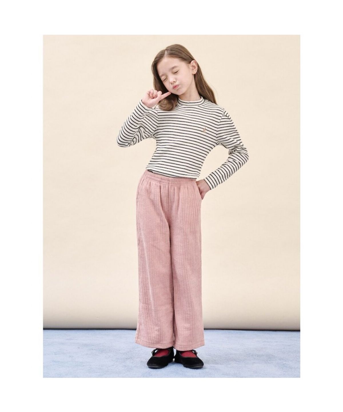 빈폴 키즈(BEANPOLE KIDS) 여아 소프트 골지 세미와이드 팬츠  라이트 핑크 (BI5921G01Y)