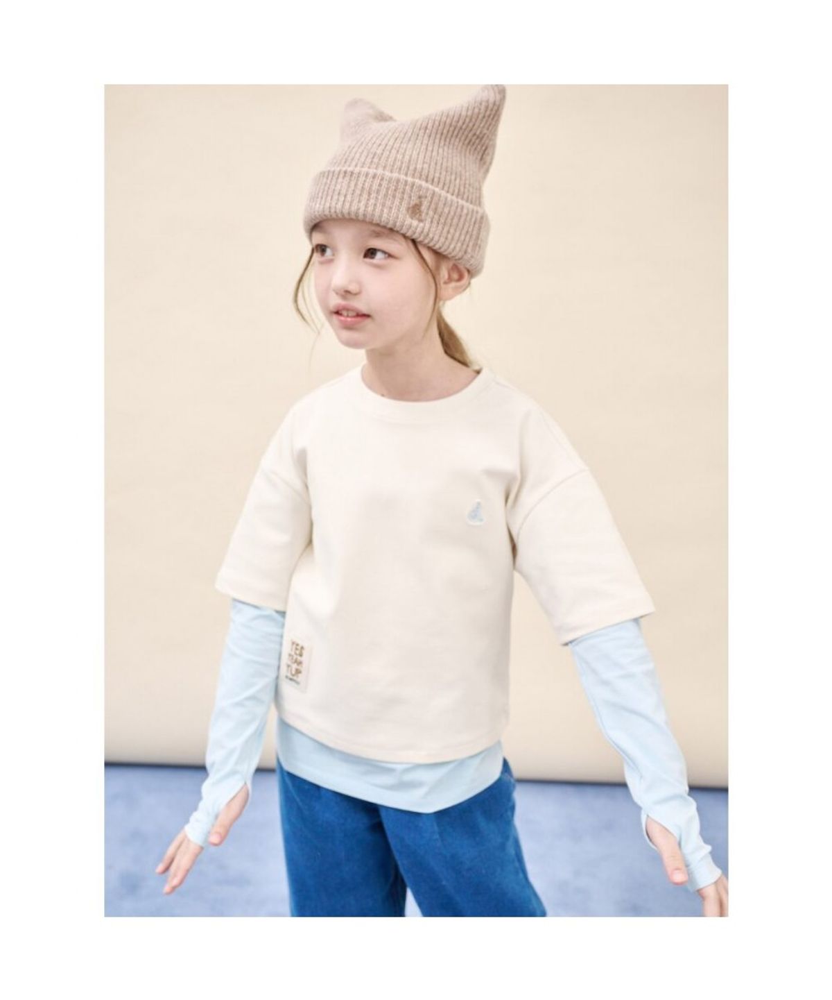 빈폴 키즈(BEANPOLE KIDS) 야옹이 니트 비니  베이지 (BI598BU01A)