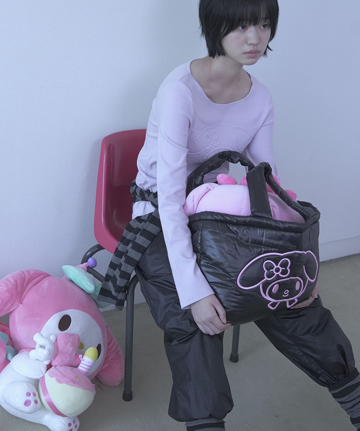 세릭(CERRIC) MY MELODY PADDED TOTE BAG / BLACK