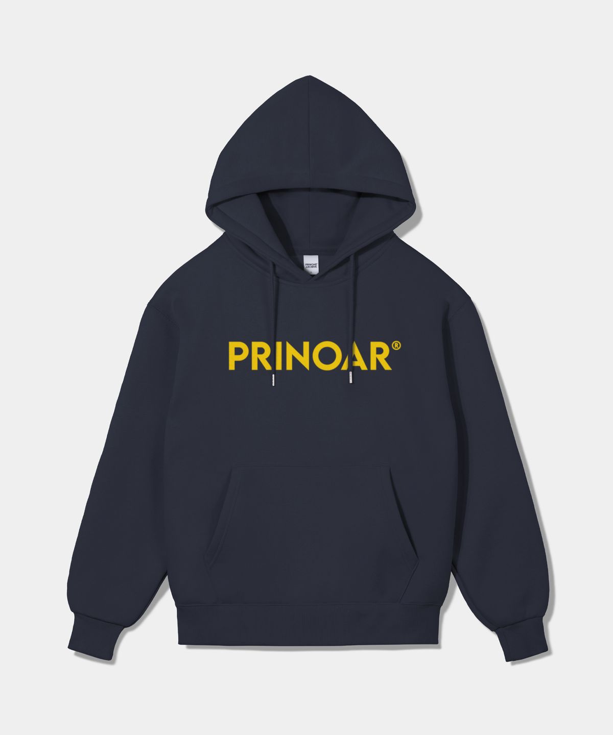 프리노어(PRINOAR) 로고 기모 후드-네이비