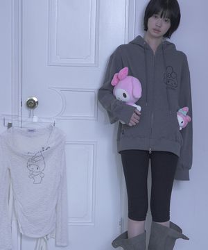 MY MELODY 2WAY HOOD ZIP UP / CHARCOAL