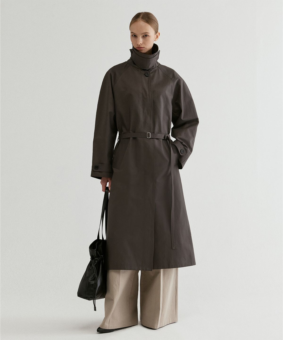 프롬웨얼(FROMWHERE) Belted Raglan Trench Coat D/Brown