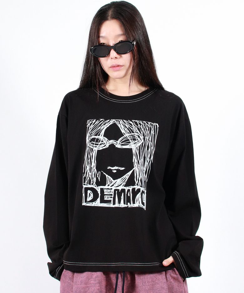 MARC ILLUST STITCH BOXY LONG SLEEVE - Black