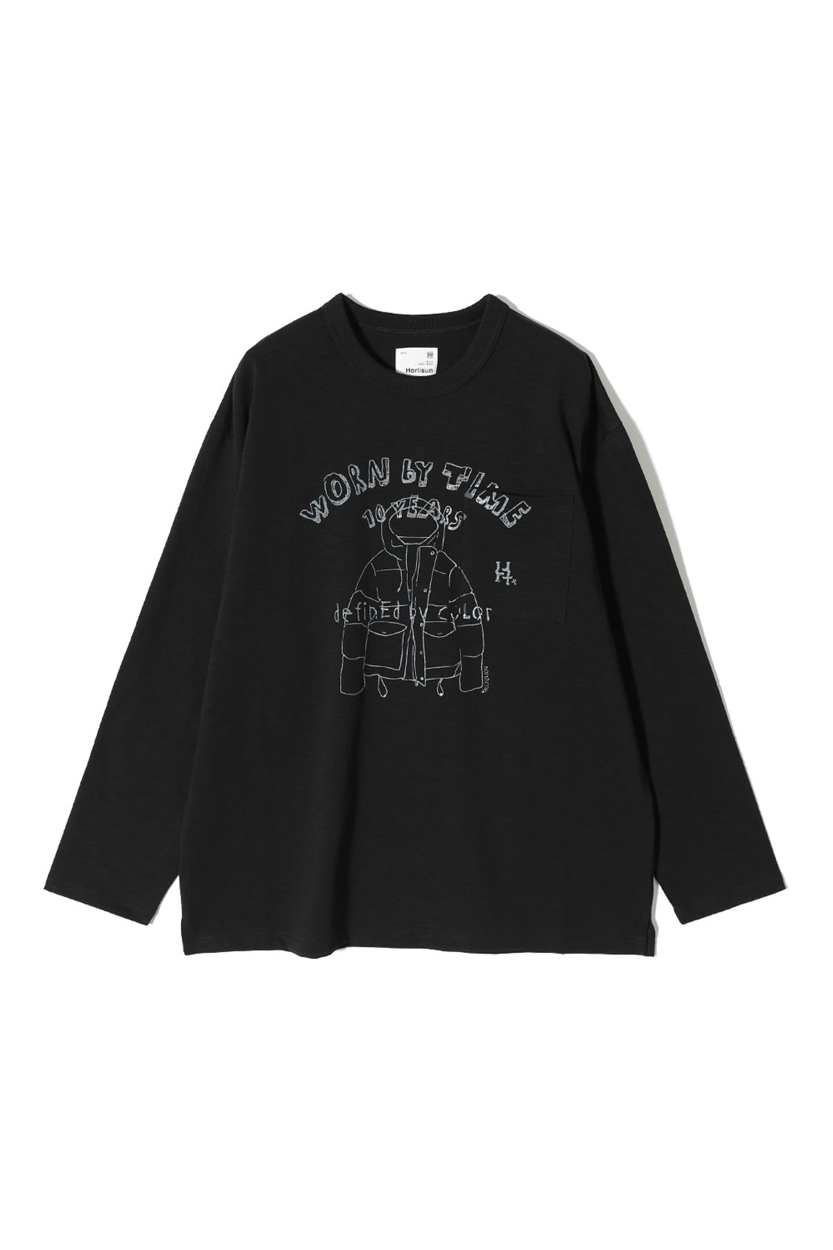 홀리선(HORLISUN) Lawrence Slub Graphic Pocket T-shirt Black