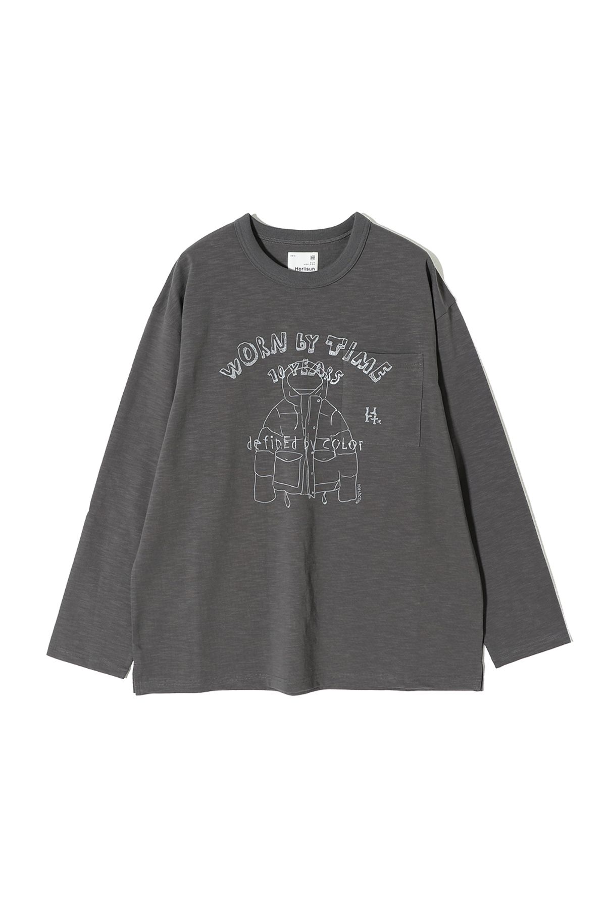 홀리선(HORLISUN) Lawrence Slub Graphic Pocket T-shirt Charcoal
