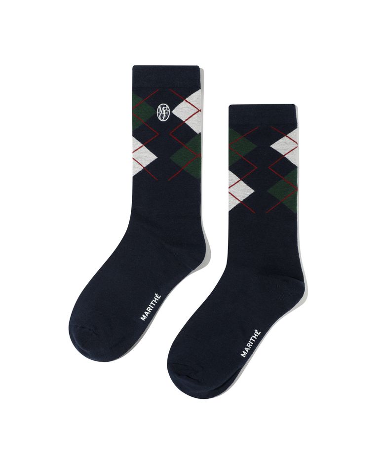 CIRCLE LOGO ARGYLE SOCKS navy