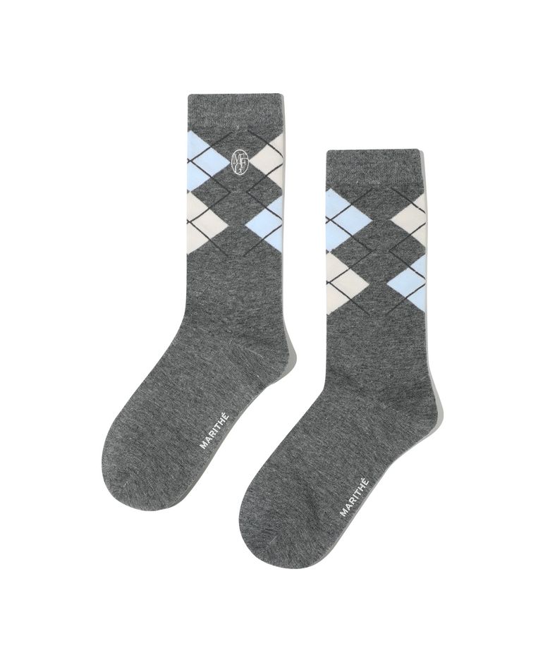 CIRCLE LOGO ARGYLE SOCKS heather gray
