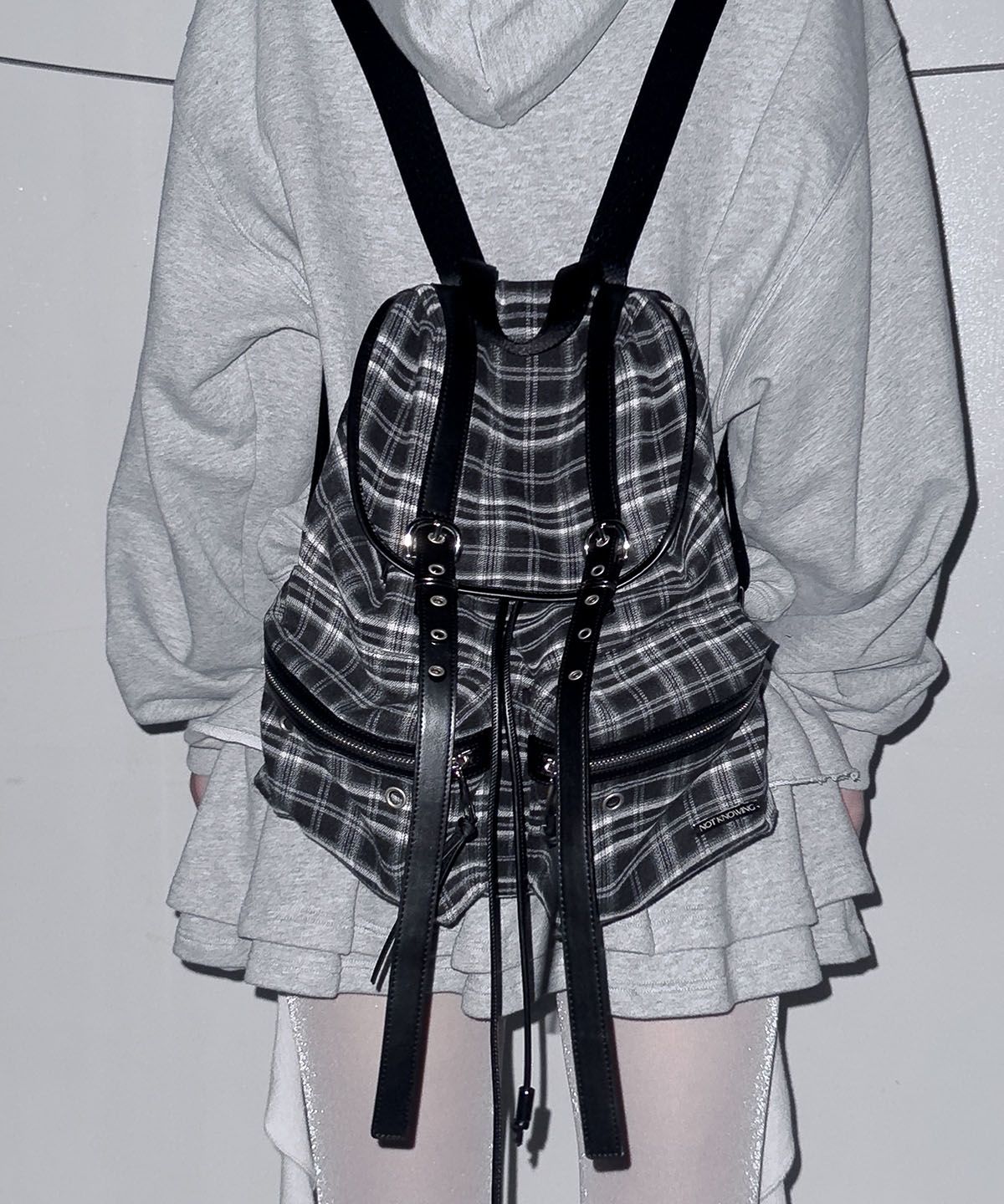 낫노잉(NOTKNOWING) Double Belted Moto Backpack (CHECK)