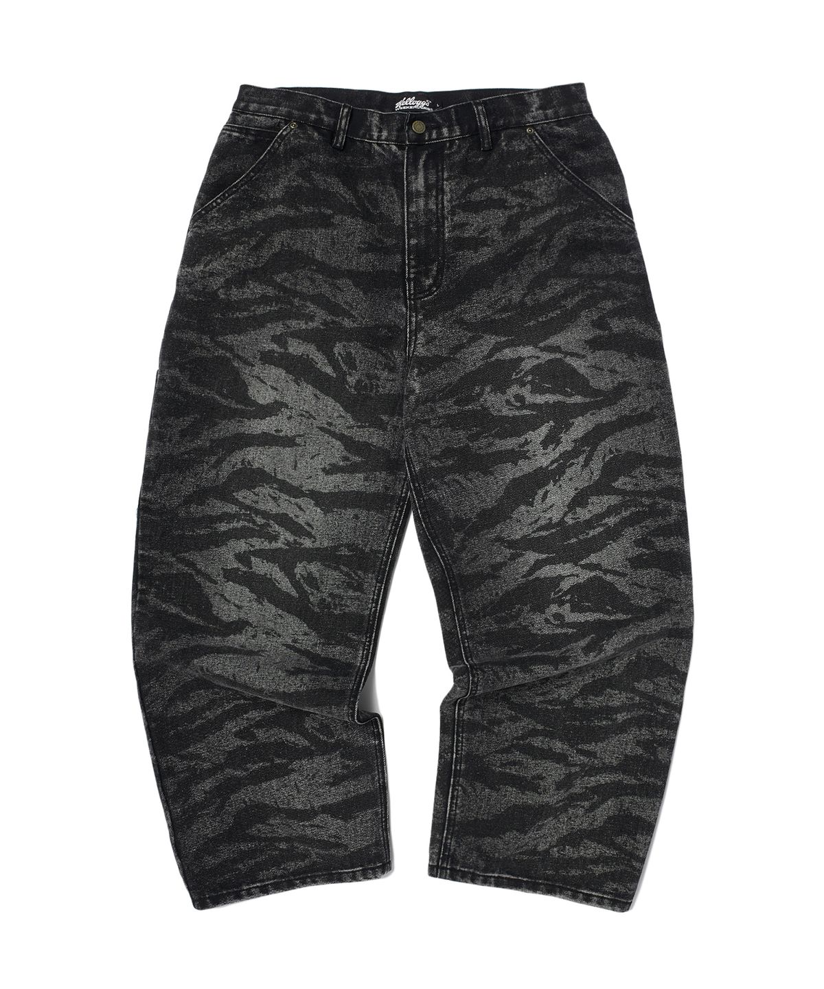 위캔더스(WKNDRS) KELLOGGS TIGER CAMO DENIM PANTS (BLACK)