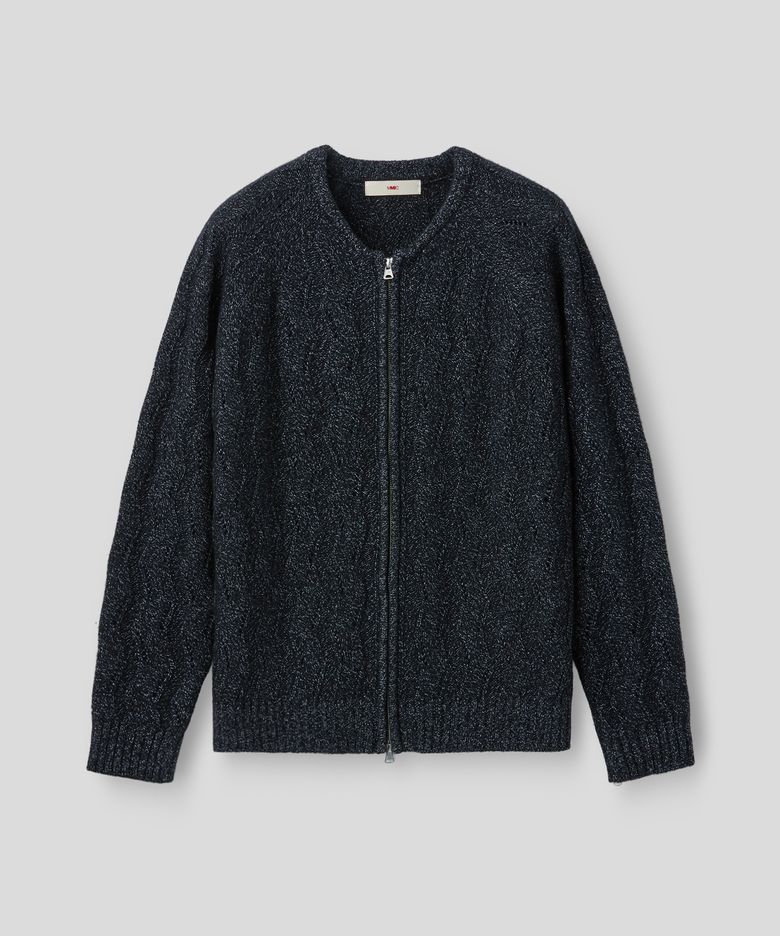 WAVY ZIP CARDIGAN (BLACK)