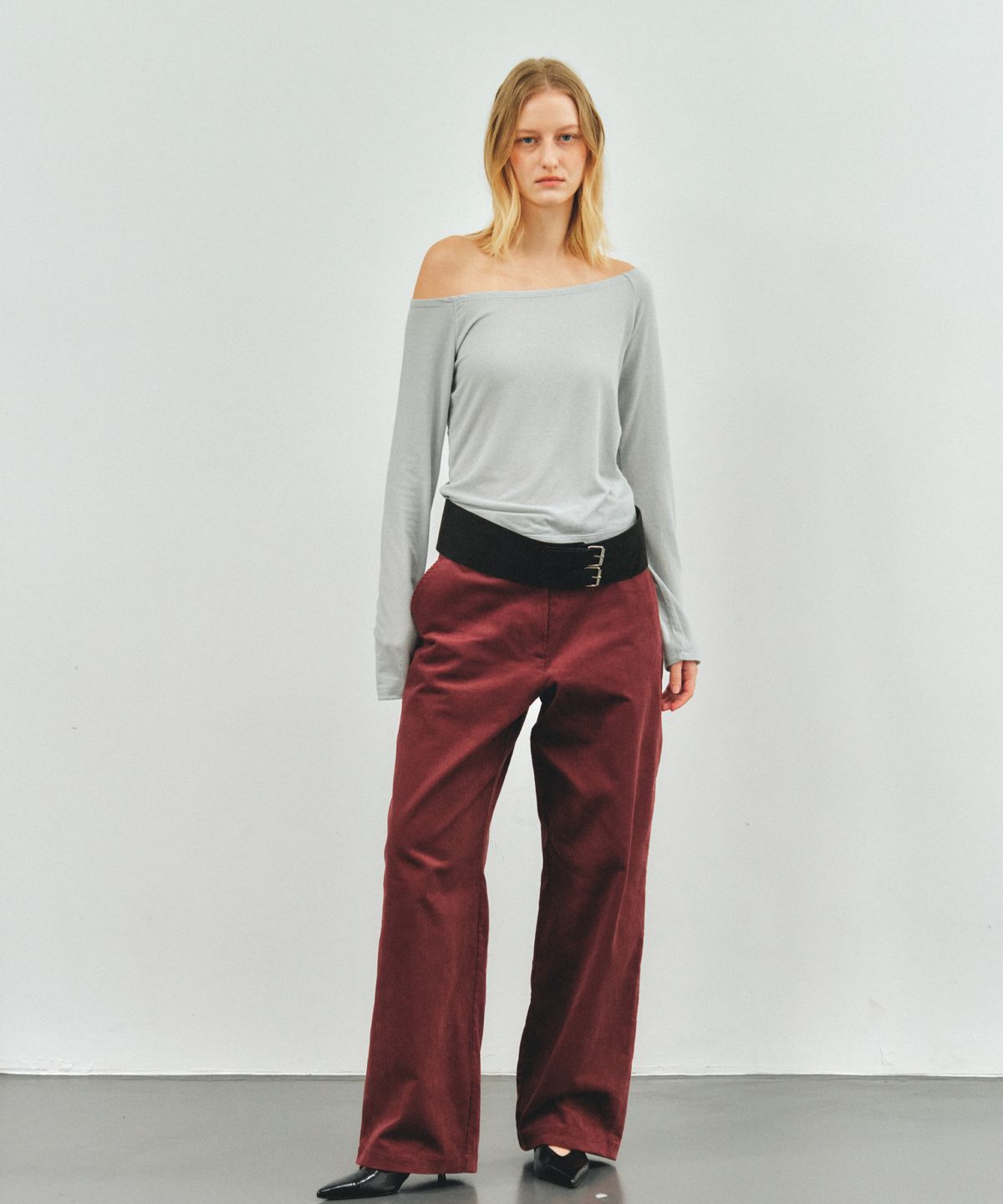 앤테(AENTE) LONG SLEEVE OFF-SHOULDER T-SHIRT - LIGHT MINT