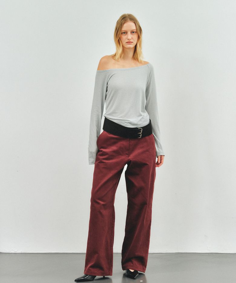 LONG SLEEVE OFF-SHOULDER T-SHIRT - LIGHT MINT