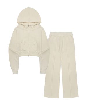 [SET] 하이넥 크롭 후드 집업 세트 (2color) ANZHD01W ANZLPT03W