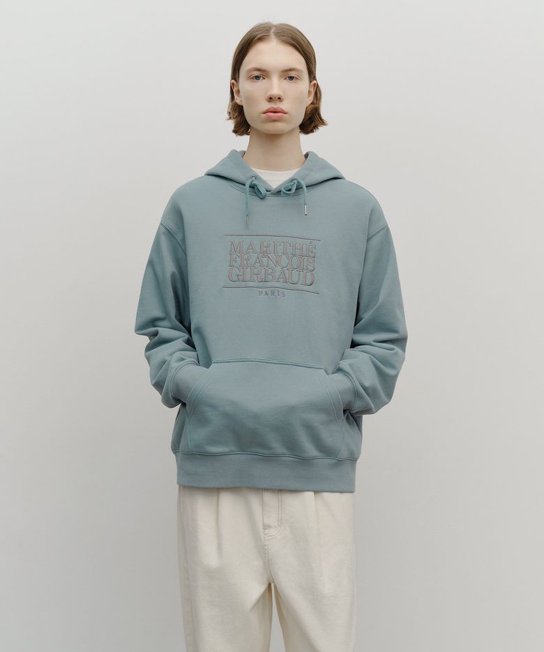CLASSIC LOGO EMBROIDERY HOODIE (BRUSHED) mint gray